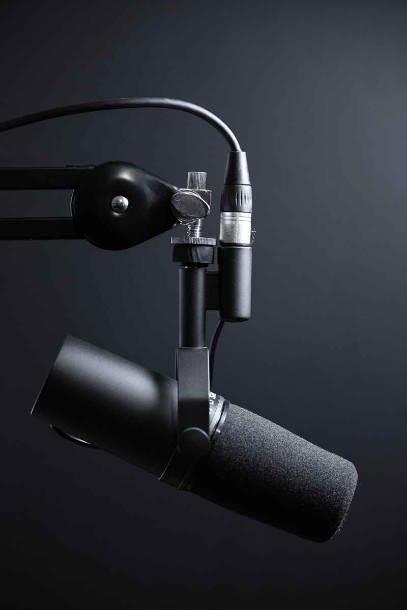 Podcast microphone in a community recording session